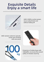 LIECTROUX YW509 Robot Window Cleaner, 3000Pa Suction Power,Double Water Tank,  Smart Path Planning, Remote Control