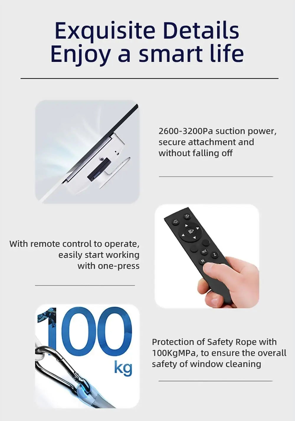 LIECTROUX YW509 Robot Window Cleaner, 3000Pa Suction Power,Double Water Tank,  Smart Path Planning, Remote Control