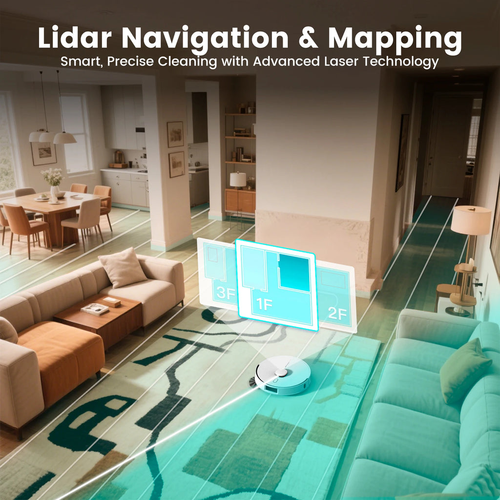 AIRROBO L60+ Robot Vacuum and Mop, Self-Emptying, 6000PA, 240min, Proactive Intelligence Obstacle Avoidance, Carpet Detection