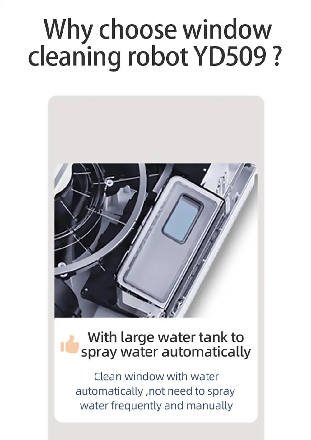 LIECTROUX YW509 Robot Window Cleaner, 3000Pa Suction Power,Double Water Tank,  Smart Path Planning, Remote Control