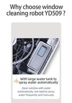 LIECTROUX YW509 Robot Window Cleaner, 3000Pa Suction Power,Double Water Tank,  Smart Path Planning, Remote Control