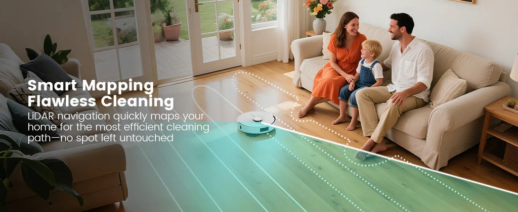 AIRROBO L60+ Robot Vacuum and Mop, Self-Emptying, 6000PA, 240min, Proactive Intelligence Obstacle Avoidance, Carpet Detection