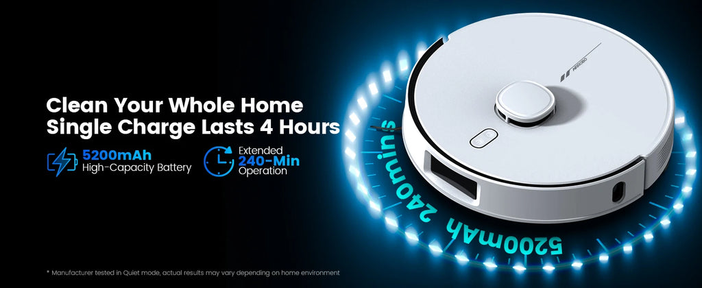 AIRROBO L60+ Robot Vacuum and Mop, Self-Emptying, 6000PA, 240min, Proactive Intelligence Obstacle Avoidance, Carpet Detection