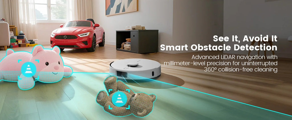 AIRROBO L60+ Robot Vacuum and Mop, Self-Emptying, 6000PA, 240min, Proactive Intelligence Obstacle Avoidance, Carpet Detection