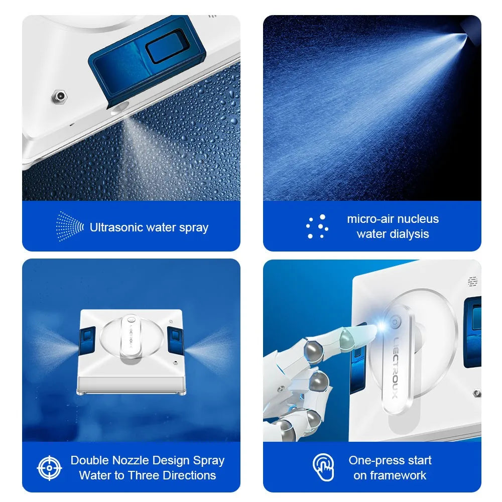 LIECTROUX YW509 Robot Window Cleaner, 3000Pa Suction Power,Double Water Tank,  Smart Path Planning, Remote Control